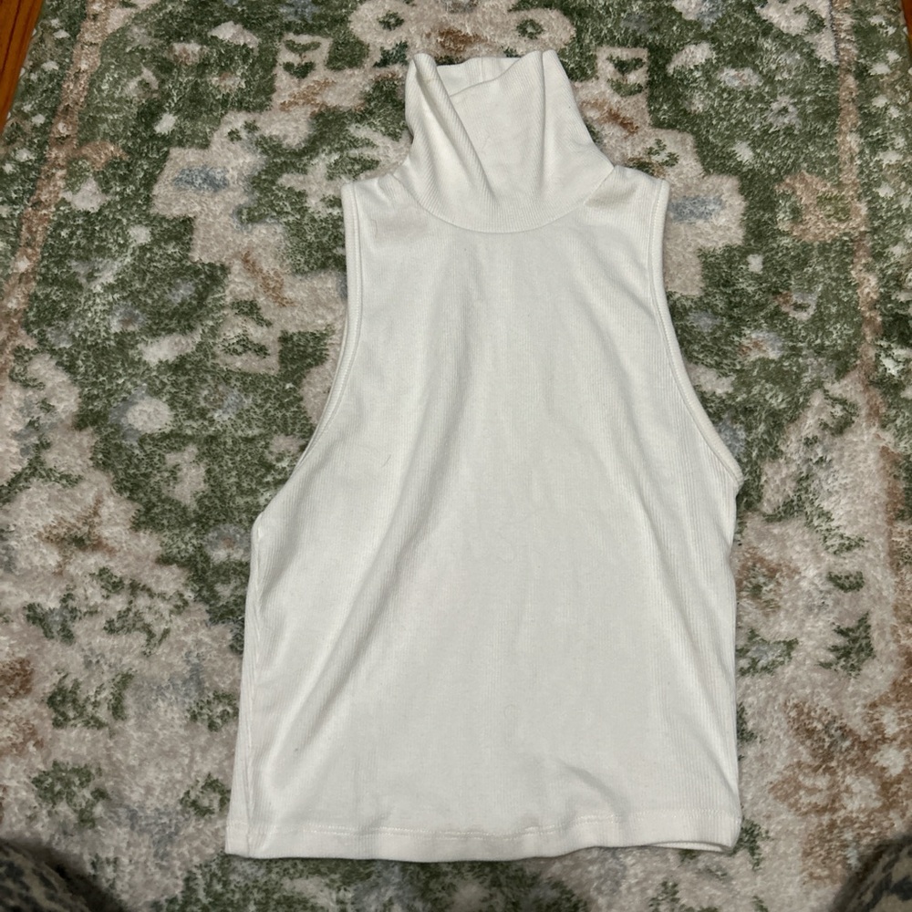 Zara White Turtleneck Tank Top